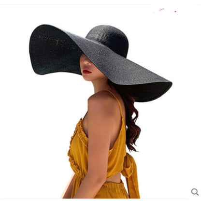25cm Women's High End Straw Oversized Brim Hat