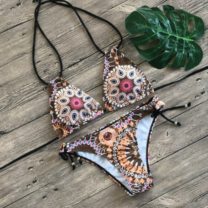 Two Pieces Sexy Women Floral Multicolor Bikini