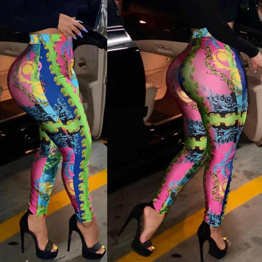 Women's Colorful Printing Clubbing Party Leggings Trousers