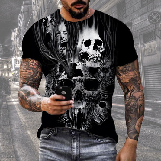 Men's Digital Print Street Sports Short Sleeve T-Shirt Tops Tees