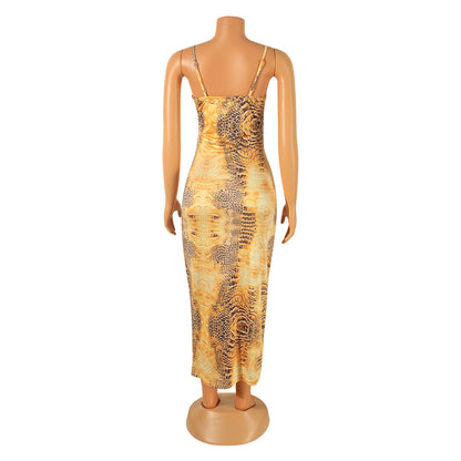 Fashion Sexy Sling Tight Sleeveless Long Nightclub Party Dress