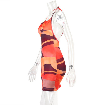 Women Transparent Fashion Backless Tie-Up Slim Pack Hip Party Dress
