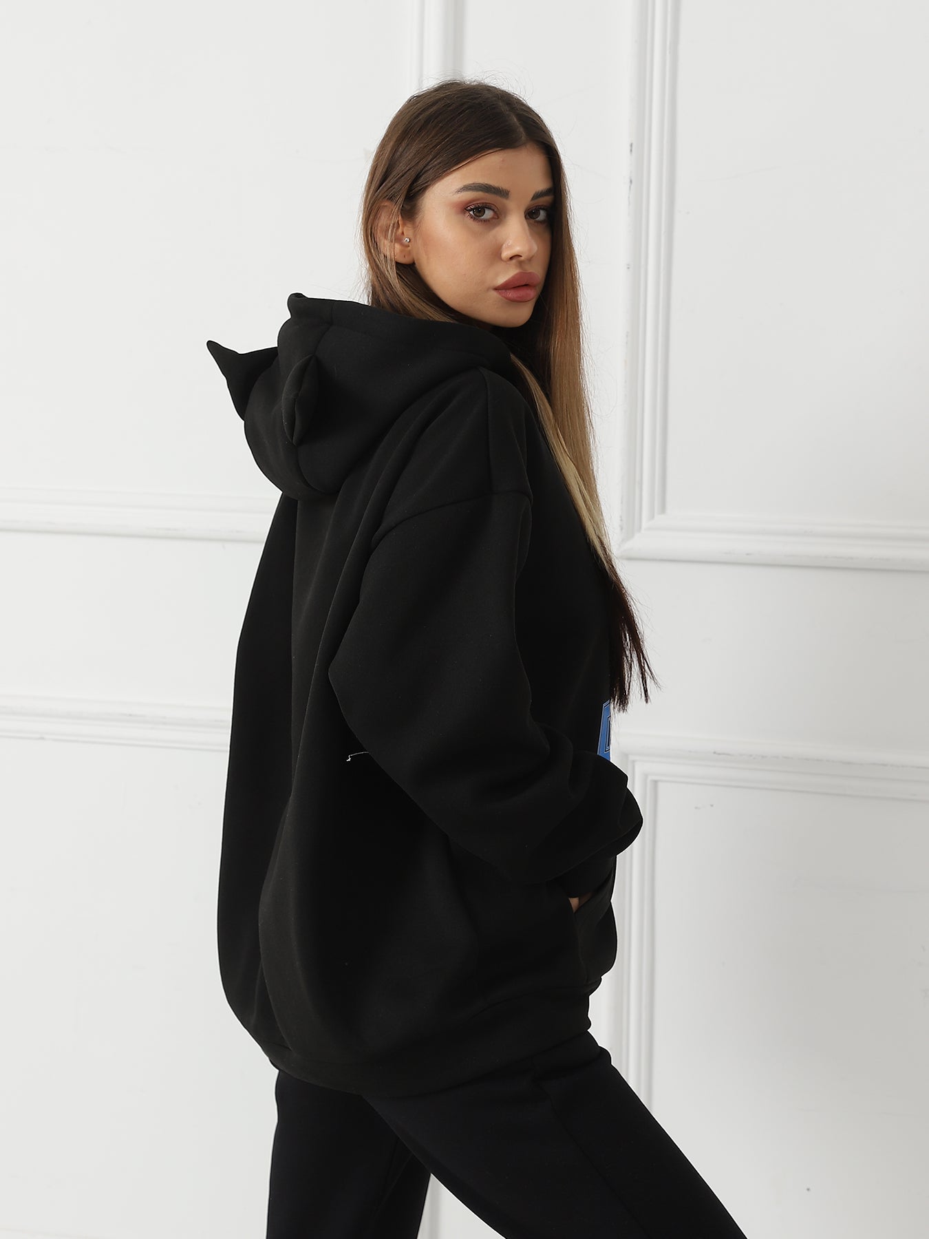 Women Fashionable Letter Printed Long Sleeved Hoodie Sweatshirt Jacket