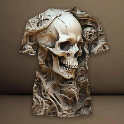 Men's 3D Skull Printed Hip Hop Trendy Tops Tees T-shirt