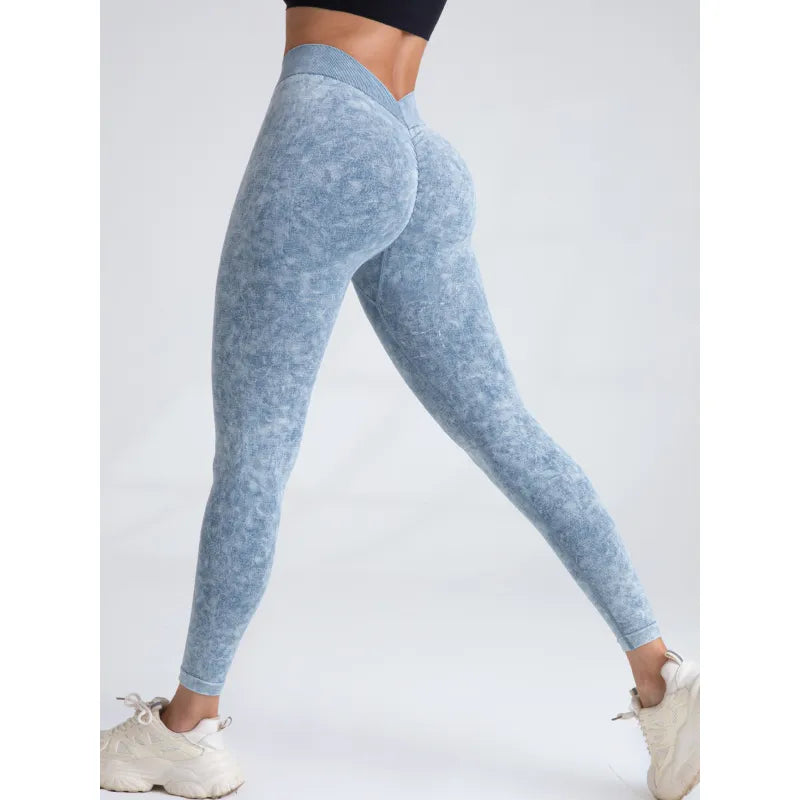 Women High Waist V Back Scrunch Butt Workout Seamless Gym Yoga Leggings