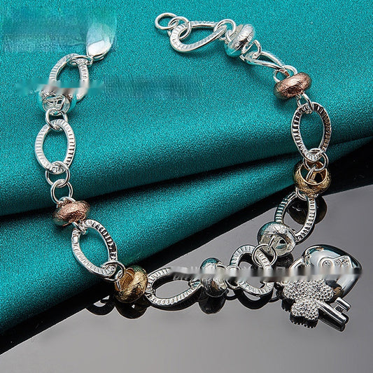 20cm Women Fashion Silver Love Key Bracelet