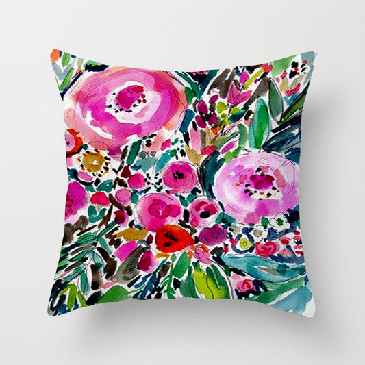 Home Decor Living Room Sofa Graffiti Flower Print Pillowcase Cover