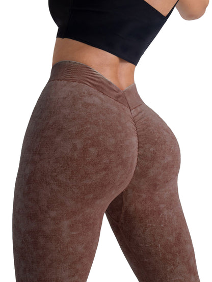 Women High Waist V Back Scrunch Butt Workout Seamless Gym Yoga Leggings