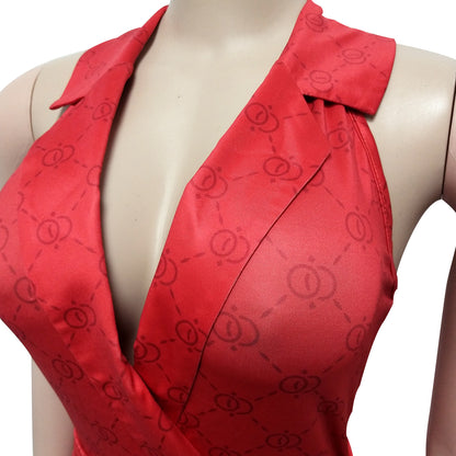 Sexy Printed Halter Nightclub Party Pant Jumpsuit