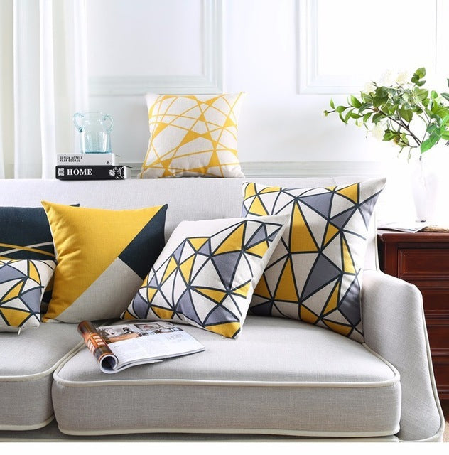 Nordic Geometric Striped Couch Pillowcase Thick Linen Decorative Cushion Cover