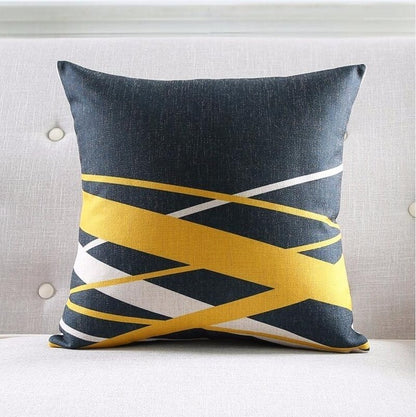 Nordic Geometric Striped Couch Pillowcase Thick Linen Decorative Cushion Cover
