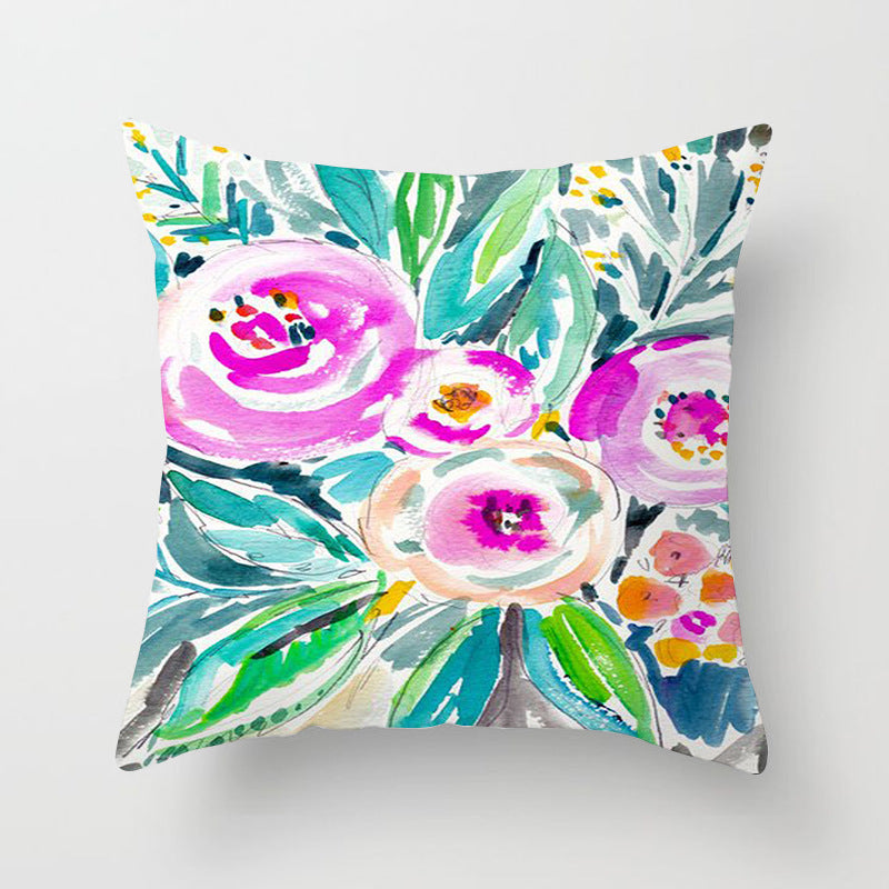 Home Decor Living Room Sofa Graffiti Flower Print Pillowcase Cover