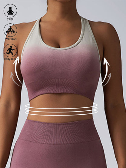 Women Racerback Running Workout Crop Tank Tops Sports Push Up Bra