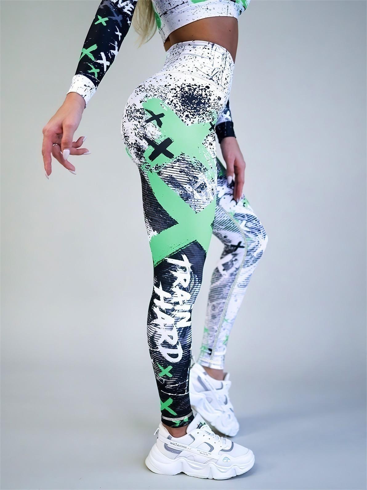 Sexy Printed Sports Fitness High Waist Tight Yoga Pants Leggings