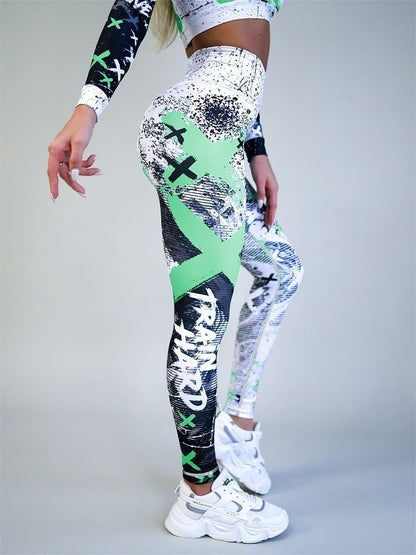 Sexy Printed Sports Fitness High Waist Tight Yoga Pants Leggings