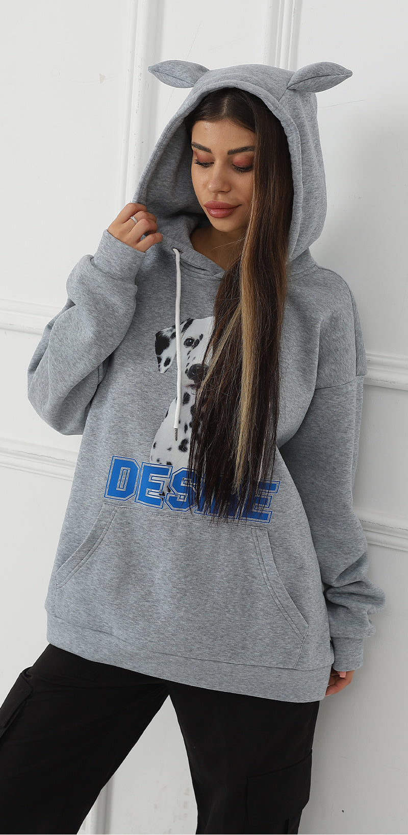Women Fashionable Letter Printed Long Sleeved Hoodie Sweatshirt Jacket