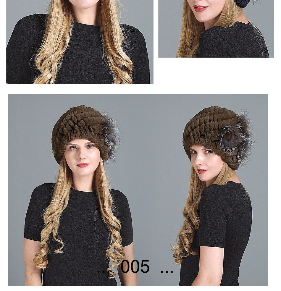 Women's Fashion Warm Fur Knitted Hats