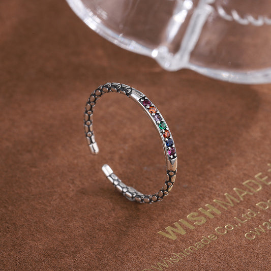 S925 Silver Vintage Color Diamond Small Design Rings