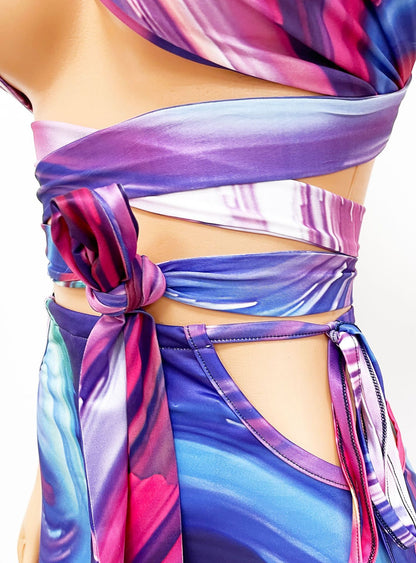 Fashion Sexy Digital Print Breast Wrap Ladies Two-Piece Suit