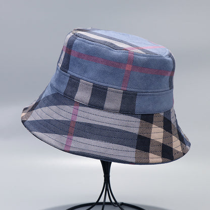 Men Women Checkered Pattern Foldable Sunshade Fisherman Hats