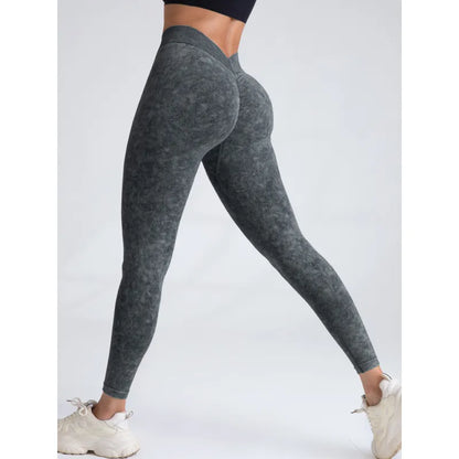 Women High Waist V Back Scrunch Butt Workout Seamless Gym Yoga Leggings