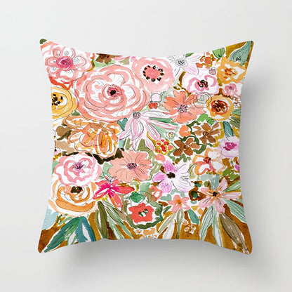 Home Decor Living Room Sofa Graffiti Flower Print Pillowcase Cover