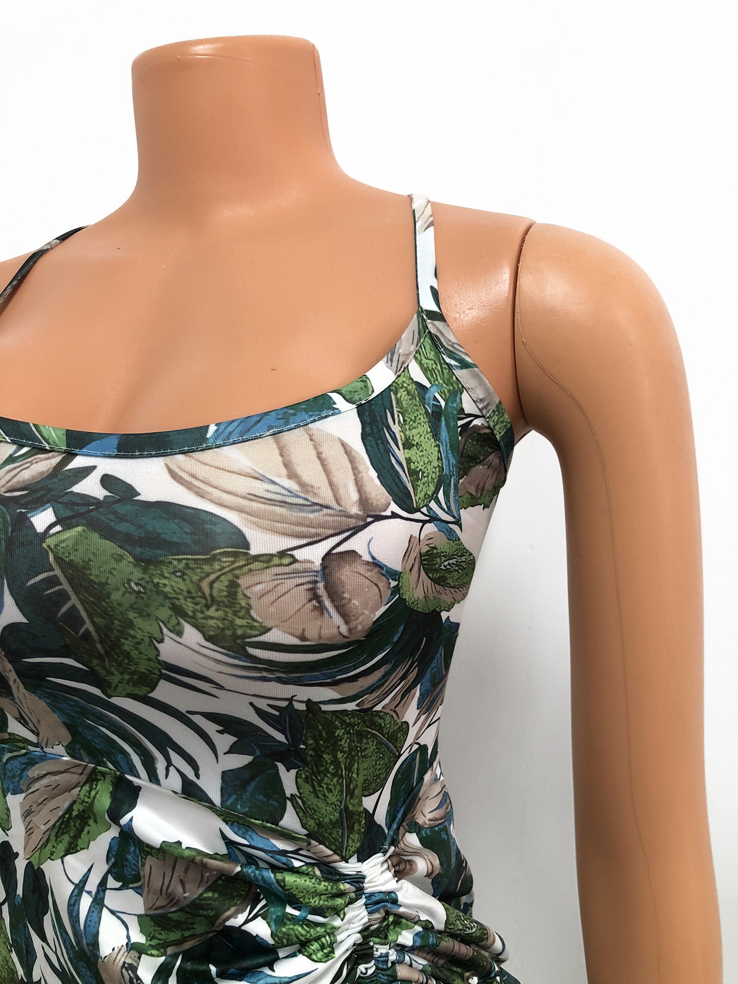 Sexy Sling Irregular Printed Long Skirt Party Dress