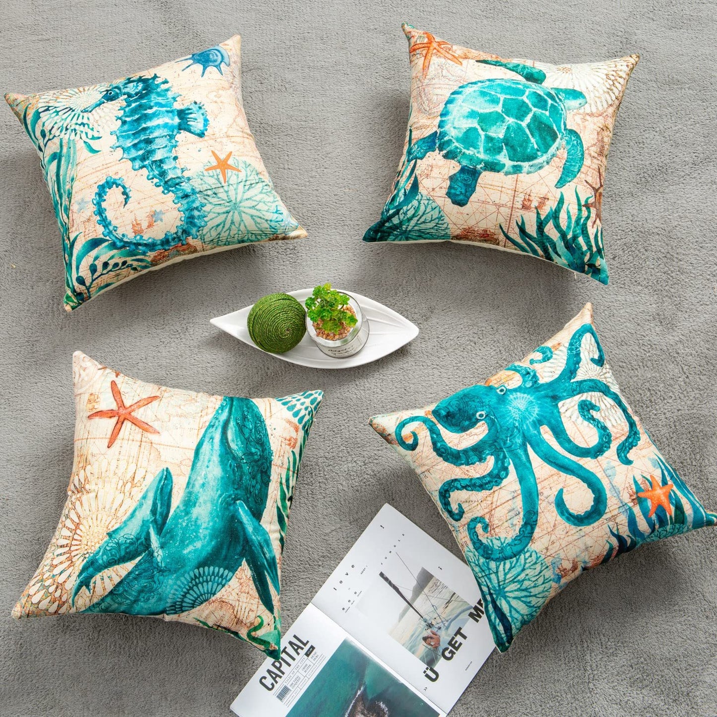 Cushion Covers Sea Turtle Printed Throw Pillowcase Cases Home Decor