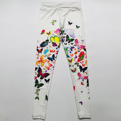 Sexy Printed Floral Butterfly High Waist Slim Yoga Pants Leggings