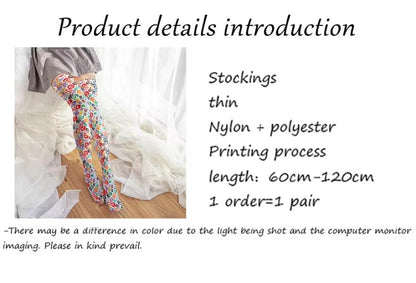 3D Printing Women Long Strawberry Bow Sweet Kawaii Thigh Stockings Harajuku Compression Socks