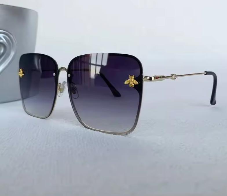 Men Women Fashion Designer Oversized Rimless Square Bee Sunglasses Gradient Sunglasses UV400