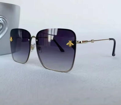Men Women Fashion Designer Oversized Rimless Square Bee Sunglasses Gradient Sunglasses UV400