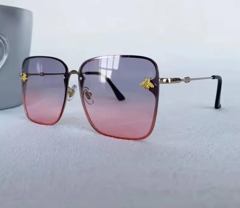 Men Women Fashion Designer Oversized Rimless Square Bee Sunglasses Gradient Sunglasses UV400