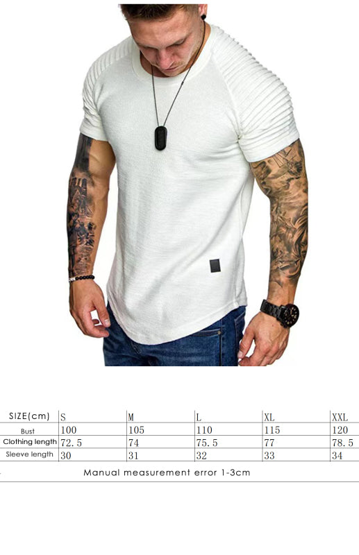 Men's Casual Poly Blend Ribbed Sleeve Tees Tops Shirts