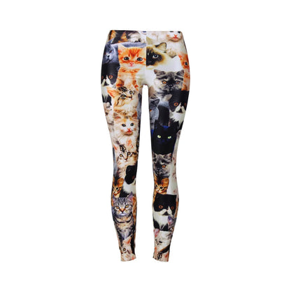 Women Lovely Cat Digital Print Fitness High Waist Workout Pants Leggings