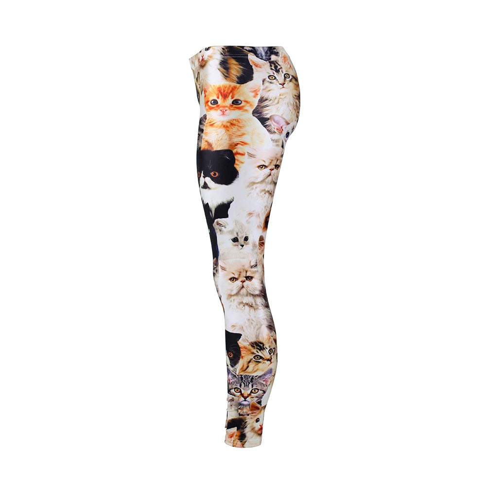 Women Lovely Cat Digital Print Fitness High Waist Workout Pants Leggings