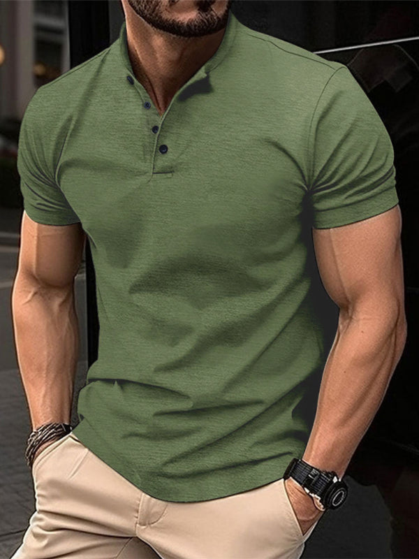 Men's Button Henley Collar Sports Polo Shirts