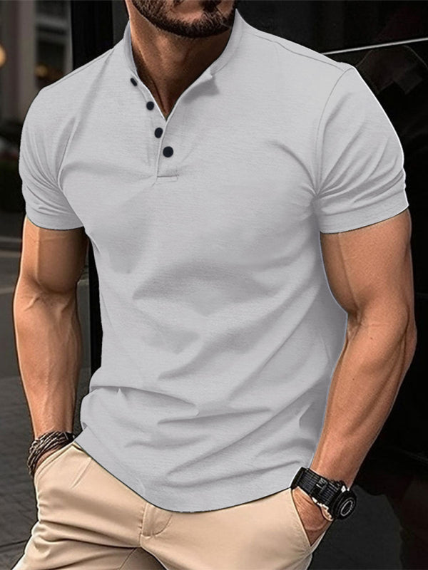 Men's Button Henley Collar Sports Polo Shirts