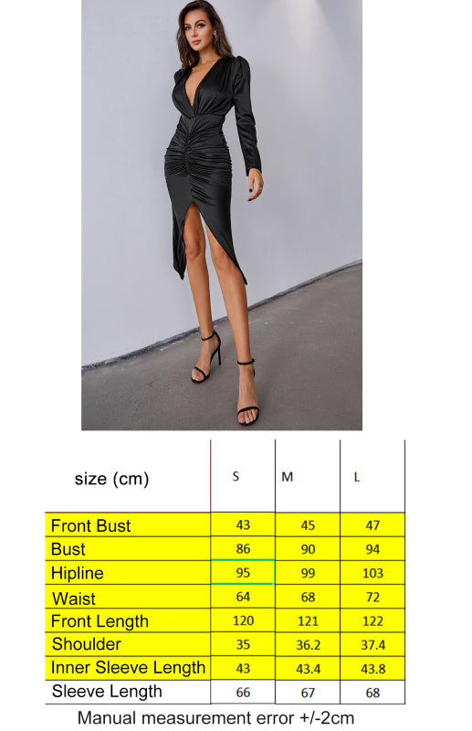 Women Fashion Deep V Sexy Pack Hip Evening Party Dress