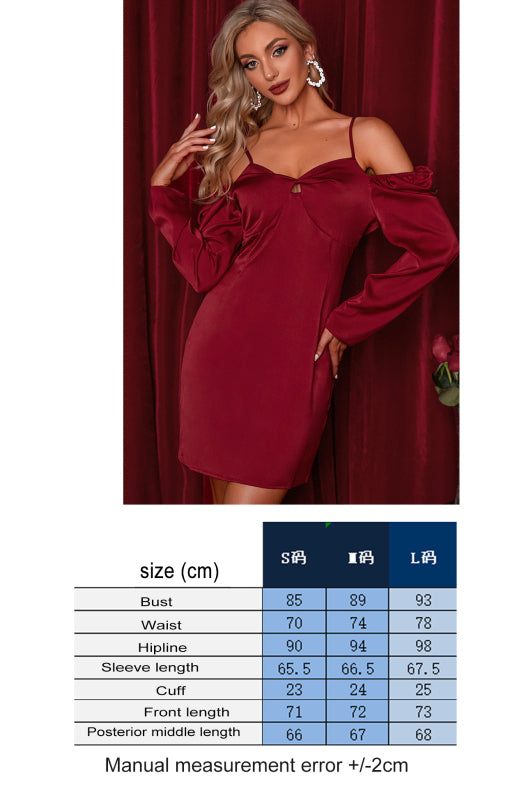 Women's Off-Shoulder Long Sleeve Party Evening Short Dress