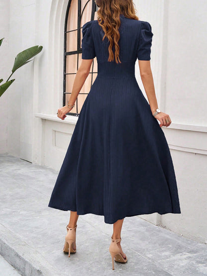 Women Elegant solid color waist Long Maxi Party Dress