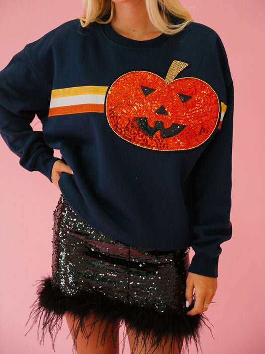 Women Halloween sequined sweatshirt Loose Tops Sweater Sweatshirts