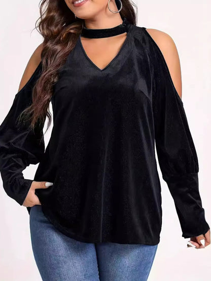 women Christmas stylish sequined V-neck loose long-sleeved tops shirts