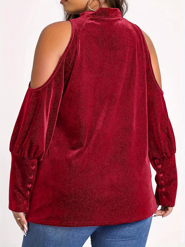 women Christmas stylish sequined V-neck loose long-sleeved tops shirts