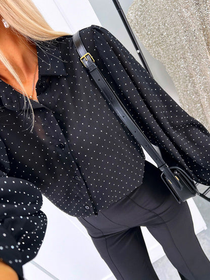 Women Long-sleeved polka dot loose-fitting designer Party shirt tops