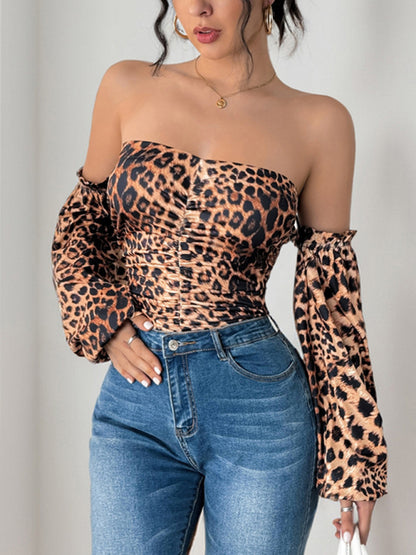 women retro leopard prints sexy slim spicy style bodysuit jumpsuits