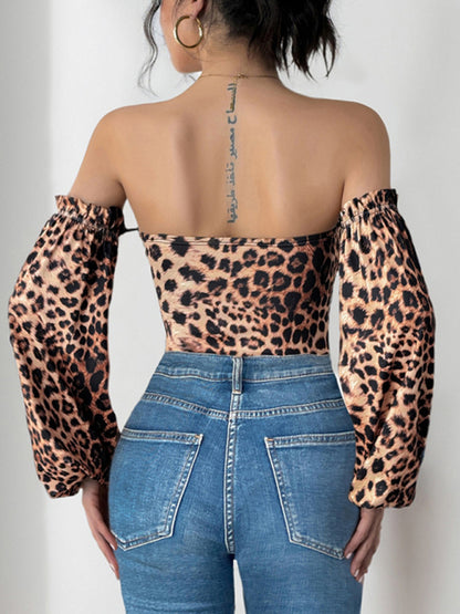 women retro leopard prints sexy slim spicy style bodysuit jumpsuits