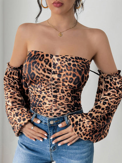 women retro leopard prints sexy slim spicy style bodysuit jumpsuits