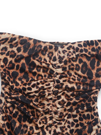 women retro leopard prints sexy slim spicy style bodysuit jumpsuits