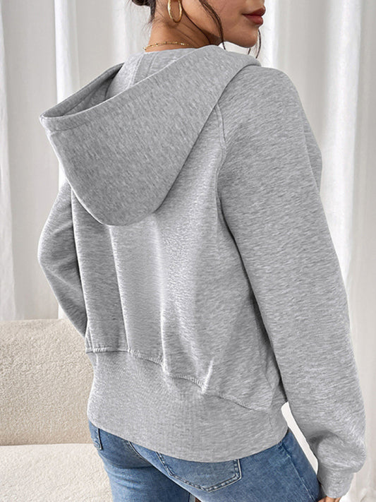 Women Long-sleeved hoodie plus velvet thickened solid color pullover sweater tops